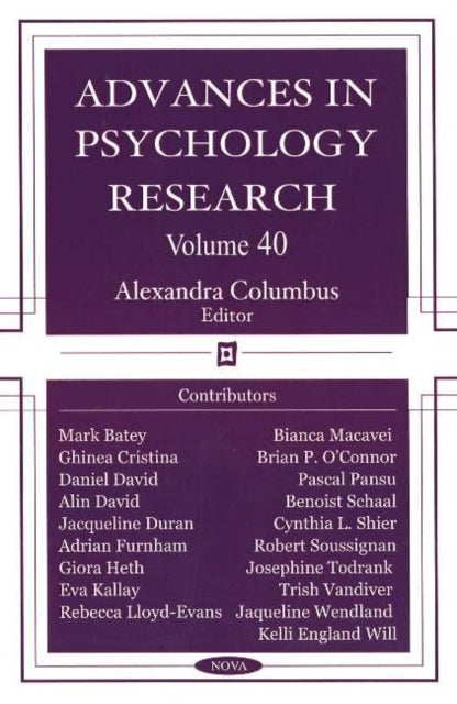 Advances in Psychology Research: Volume 40