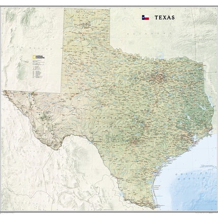 National Geographic Texas Wall Map  Laminated 40.75 X 38.5 In