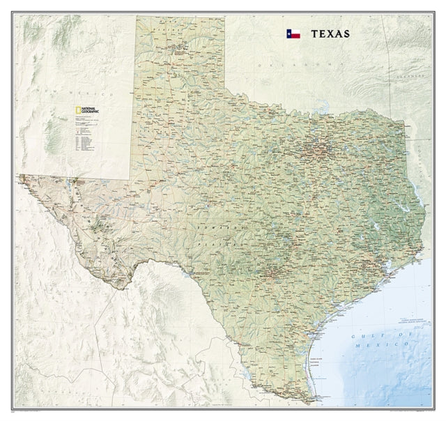 National Geographic Texas Wall Map  Laminated 40.75 X 38.5 In