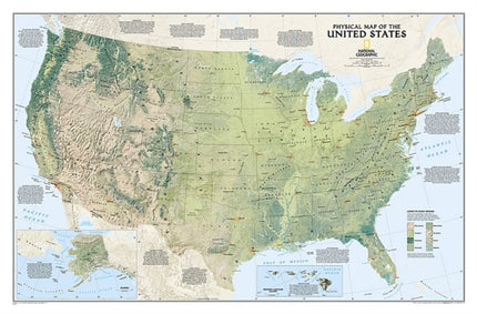 United States Physical, Laminated: Wall Maps U.S.