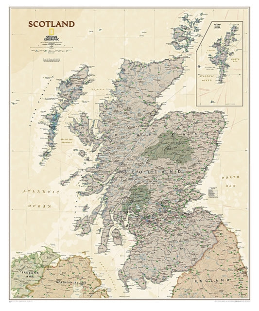 Scotland Executive laminated Wall Maps Countries  Regions National Geographic Reference Map