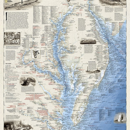 Shipwrecks Of The Delmarva, Laminated: Wall Maps History & Nature