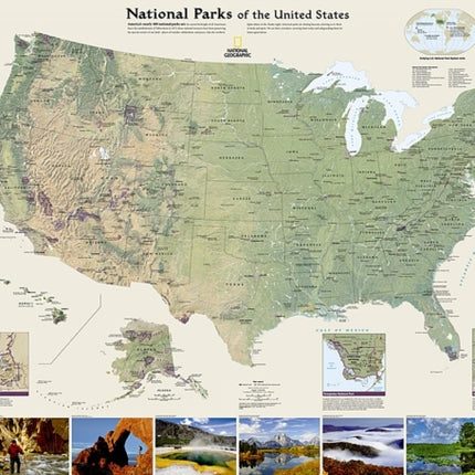 United States National Parks, Laminated: Wall Maps History & Nature