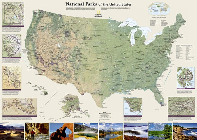 United States National Parks, Laminated: Wall Maps History & Nature