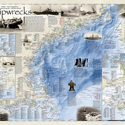 Shipwrecks Of The Northeast, Tubed: Wall Maps History & Nature