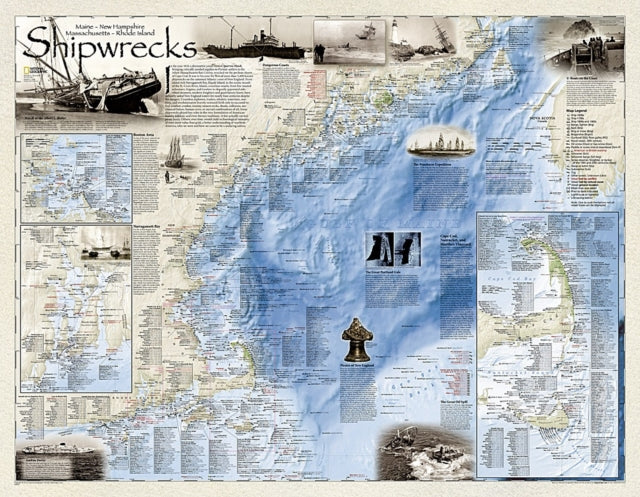 Shipwrecks Of The Northeast, Tubed: Wall Maps History & Nature