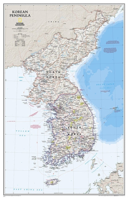 National Geographic Korean Peninsula Wall Map  Classic 23.25 X 35.75 In