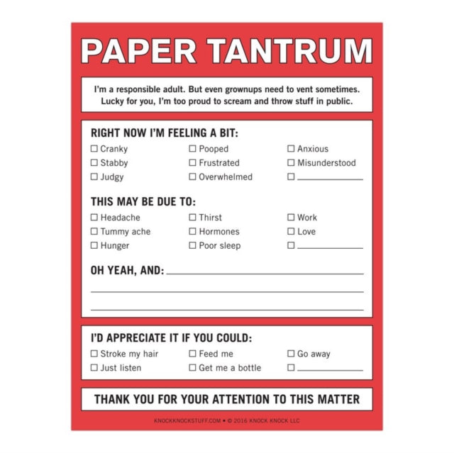 Knock Knock Paper Tantrum Nifty Notes