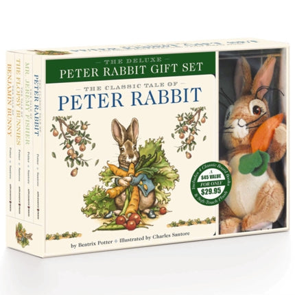 The Peter Rabbit Deluxe Plush Gift Set: The Classic Edition Board Book + Plush Stuffed Animal Toy Rabbit Gift Set