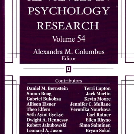 Advances in Psychology Research: Volume 54