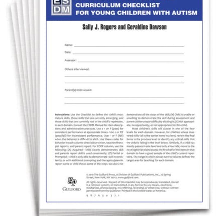 Early Start Denver Model Curriculum Checklist for Young Children with Autism, Set of 15 Checklists, Each a 16-Page Two-Color Booklet