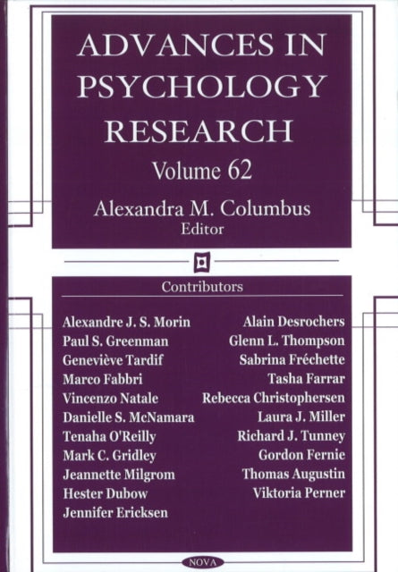 Advances in Psychology Research: Volume 62