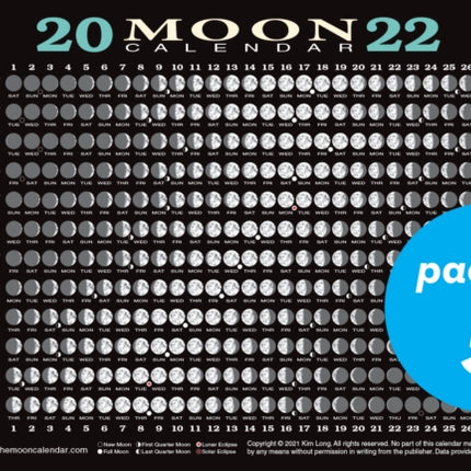 2022 Moon Calendar Card (5 pack): Lunar Phases, Eclipses, and More!