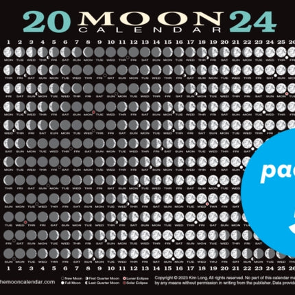 2024 Moon Calendar Card (5 pack): Lunar Phases, Eclipses, and More!