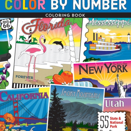 Color by Number Travel Across America Coloring Book