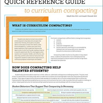 Educators Quick Reference Guide to Curriculum Compacting