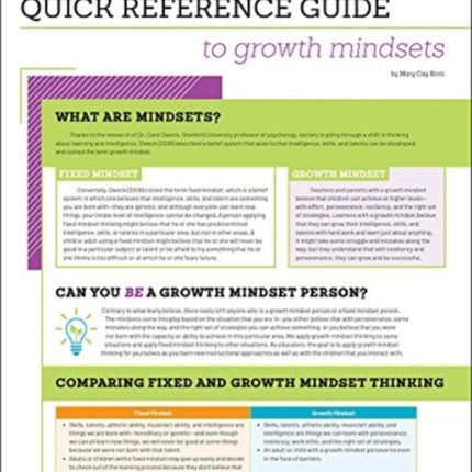 Educators Quick Reference Guide to Growth Mindsets