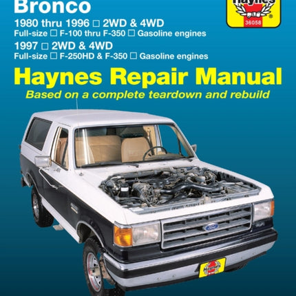 Ford pick-ups F-100-F-350 & Bronco (1980-1996) & F-250HD & F-350 (1997) Haynes Repair Manual (USA)