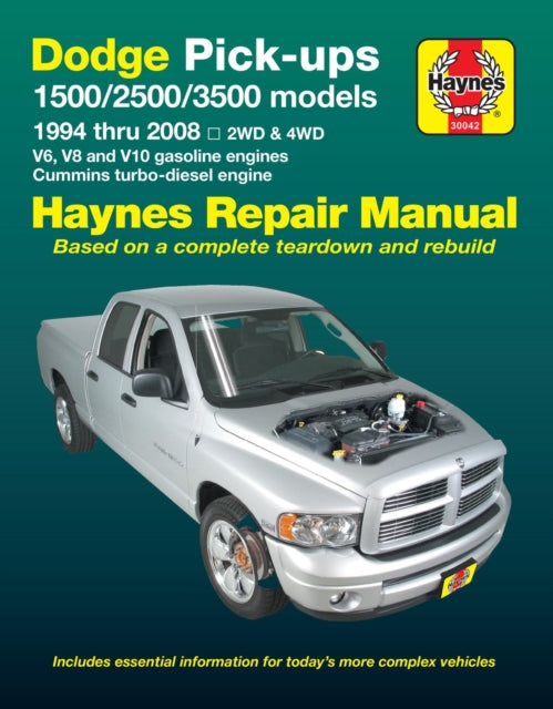 Dodge Ram 1500, 2500, 3500, (1994 - 2008): with V6, V8 and V10 gasoline and Cummins turbo-diesel engines, 2WD & 4WD