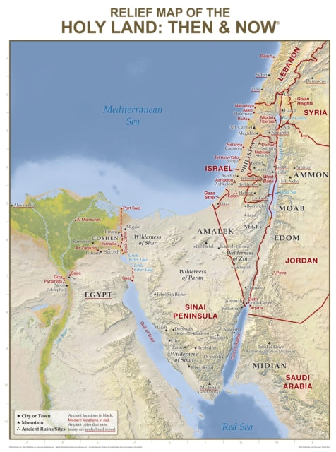 Relief Map of the Holy Land: Then and Now Wall Chart