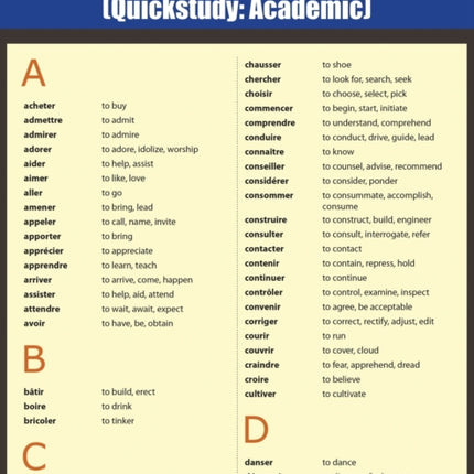 French Verbs: Quick Study Academic