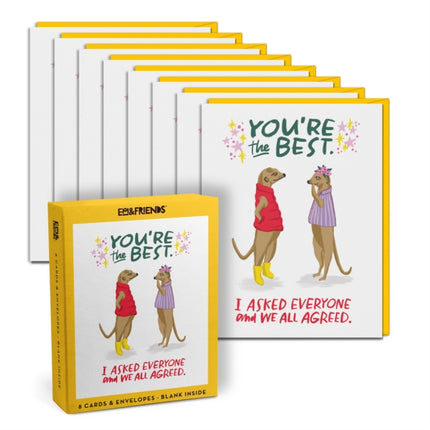 Em & Friends You’re the Best Boxed Greeting Cards, Box of 8 Single Encouragement Cards