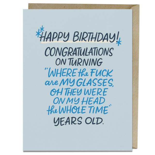 6-Pack Em & Friends Where Are My Glasses Years Old Birthday Cards