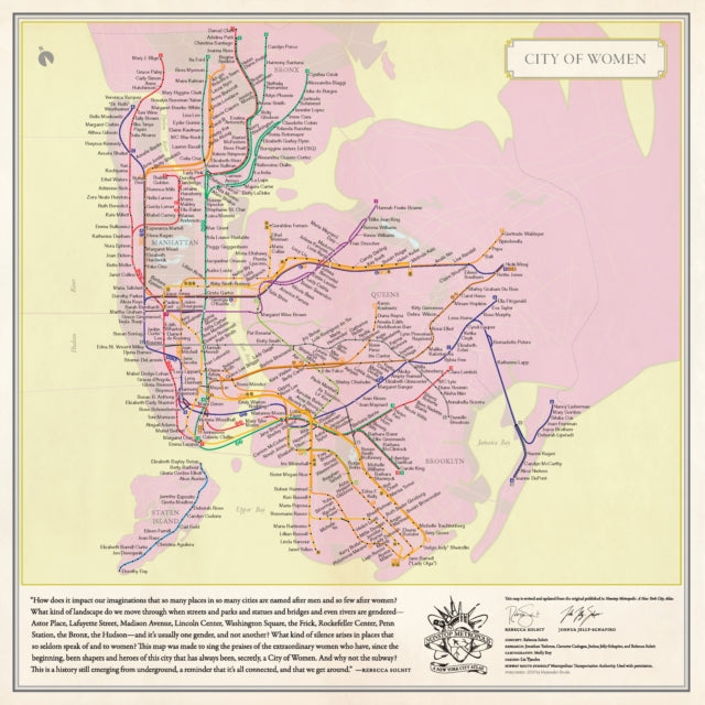 City of Women New York City Subway Wall Map (20 x 20 Inches)