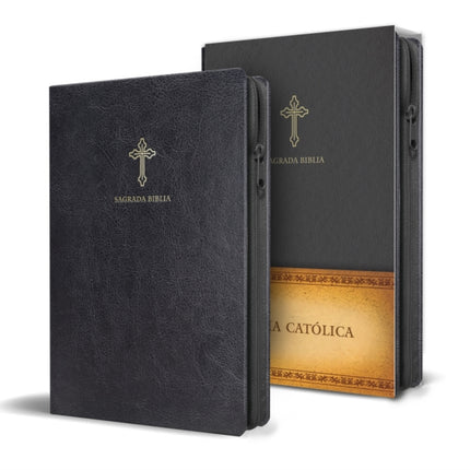 Biblia Católica en español. Símil piel negro, con cremallera, tamaño compacto / Catholic Bible. Spanish-Language, Leathersoft, Black, Zipper Compact