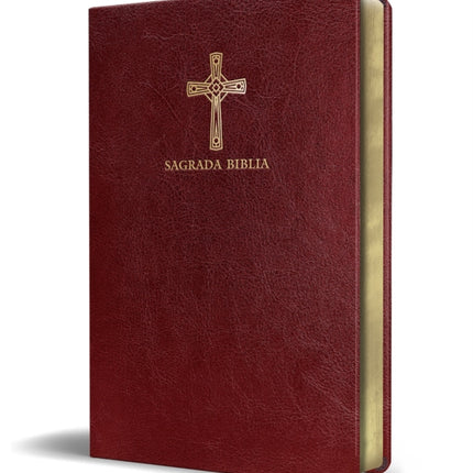 Biblia Católica en español. Símil piel vinotinto,