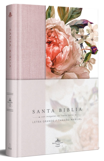 Biblia Reina Valera 1960 letra grande. Tapa Dura, Tela rosada con flores, tamaño  manual / Bible RVR 1960. Handy Size, Large Print, Hardcover, Pink