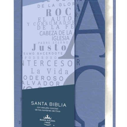 Biblia RVR 1960 letra grande tamaño manual, simil piel azul celeste con nombres de Dios / Spanish Bible RVR 1960 Handy Size Large Print Leathersoft Soft Blue