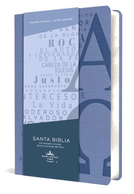 Biblia RVR 1960 letra grande tamaño manual, simil piel azul celeste con nombres de Dios / Spanish Bible RVR 1960 Handy Size Large Print Leathersoft Soft Blue