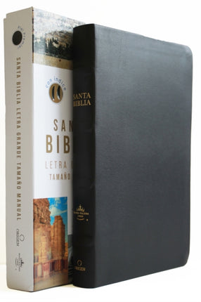 Biblia Reina Valera 1960 letra grande. Piel Premier negro, índice, tamaño manual  / Spanish Bible RVR 1960 Handy Size, Large Print, Index Tabs, Bonded Leather