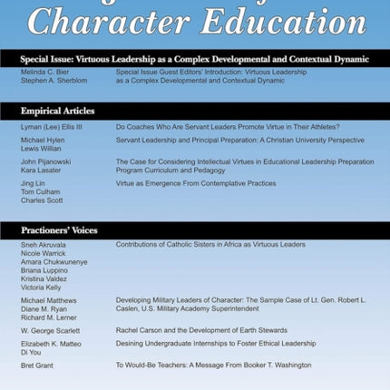 Journal of Character Education Volume 16 Number 1