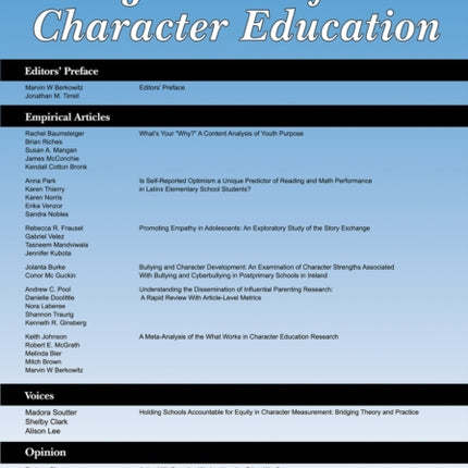 Journal of Character Education Vol 18 Issue 1