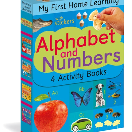 Alphabet and Numbers: 4 Activity Book Boxed Set with Stickers: Alphabet A to M; Alphabet N to Z; Numbers 1 to 5; Numbers 6 to 10