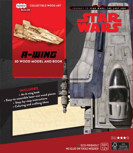 IncrediBuilds: Star Wars: The Last Jedi: A-Wing 3D Wood Model and Book: Inside the Resistance's High-Speed Interceptor