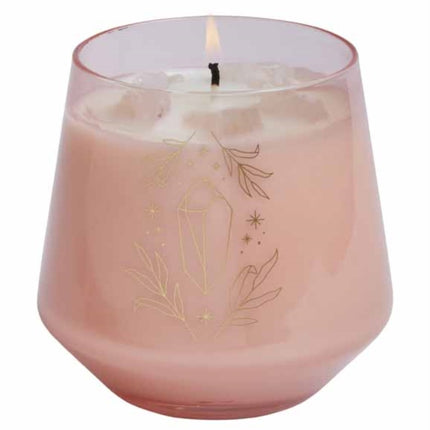 Rose Quartz Crystal Healing Scented Glass Candle