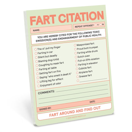 Knock Knock Fart Citation Nifty Note Pastel