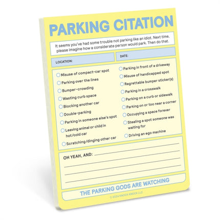 Knock Knock Parking Citation Nifty Note Pastel Yellow