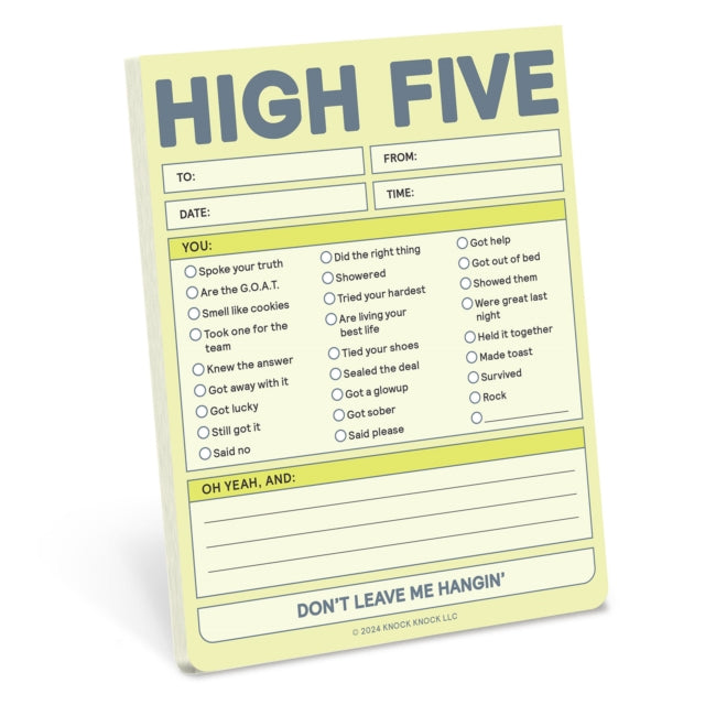 Knock Knock High Five Nifty Note Pastel Yellow