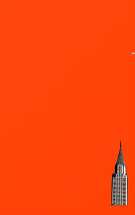 NYC Chrysler building bright orange grid style