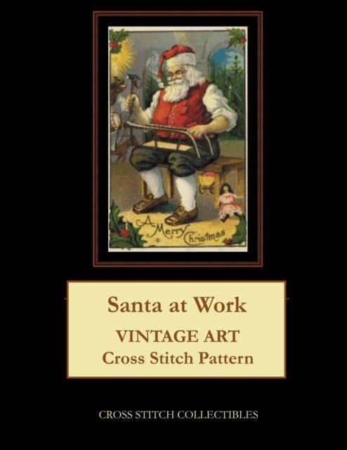 Santa at Work: Vintage Art cross stitch pattern