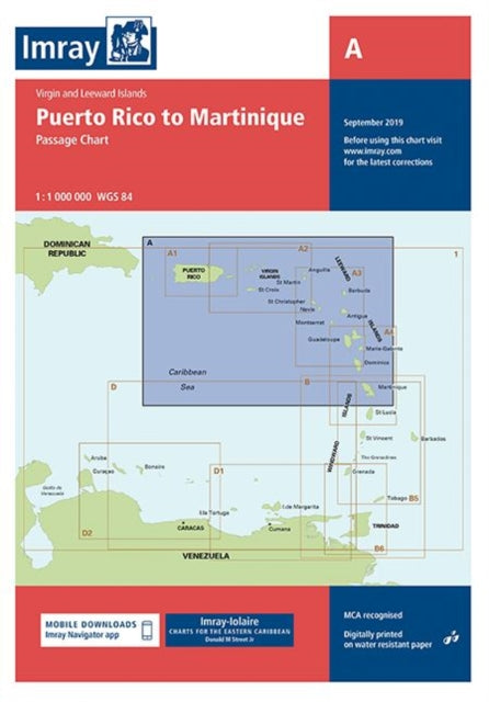 Imray Chart A: Lesser Antilles - Puerto Rico to Martinique Passage Chart: 2019