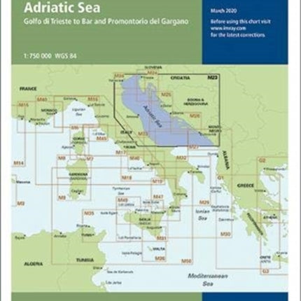 Imray Chart M23 Adriatic Sea Passage Chart: Golfo di Trieste to Bar and Promontorio del Gargano: 2020