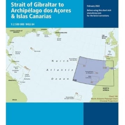 Imray Chart C20: Strait of Gibraltar to Archipelago dos Acores & Islas Canarias Passage Chart: 2021