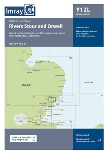 Imray Chart Y12 Laminated: Rivers Stour and Orwell: 2022