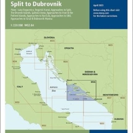 Imray Chart M26: Split to Dubrovnik: 2023