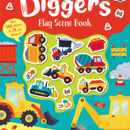 Felt Stickers Diggers Play Scene Book